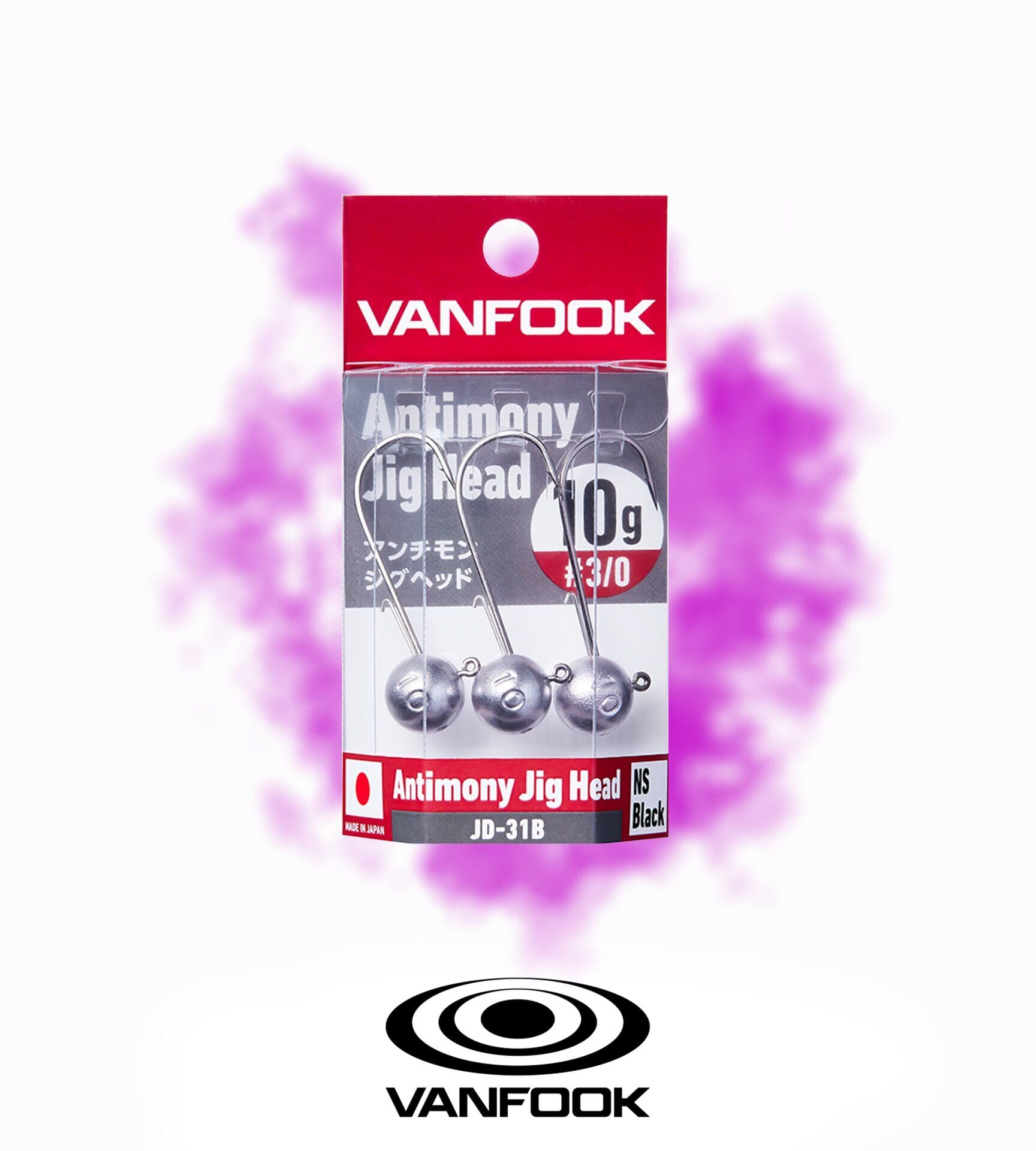 VANFOOK JD-31B ANTIMONY JIG HEAD NS BK 4P 7G #1/0