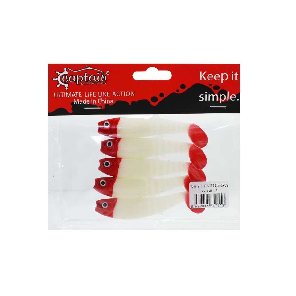 Captain 3569 Style Soft 8cm Levrek Silikonu 5li Paket Suni Yem 1