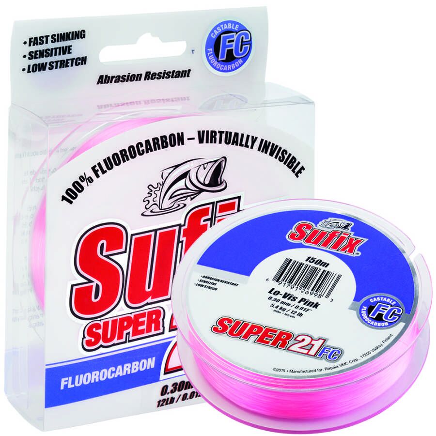 Sufix Süper 21 Fluorocarbon Misina PINK - 0.33MM - 50MT - 8.2KG