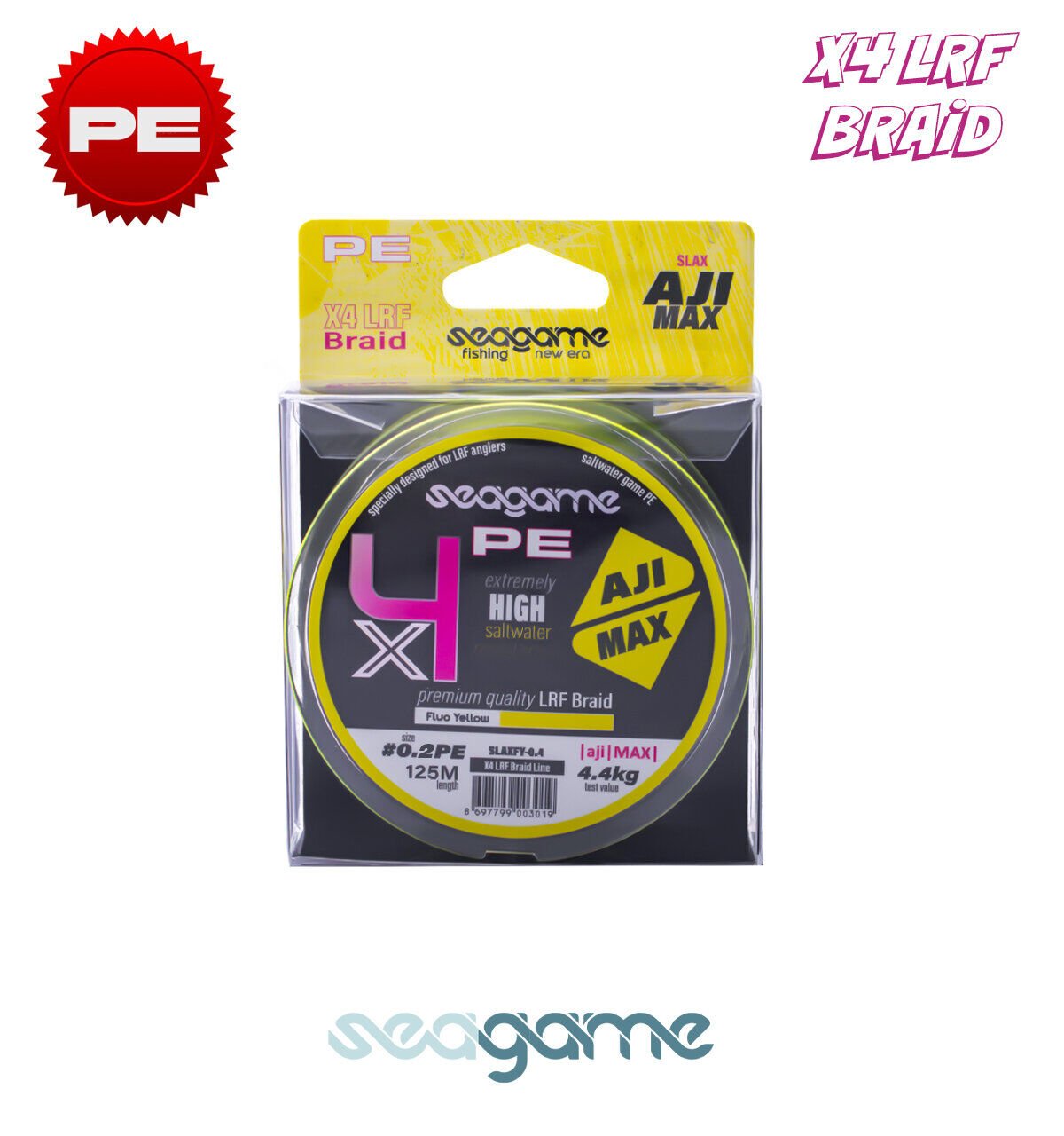 SEAGAME AJI MAX X4 PE 125M #0.2 FLUO YELLOW