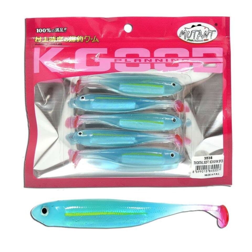 Mutant 3538 Twost Tail Flash 9cm Levrek Silikonu 5li Paket Suni Yem 011