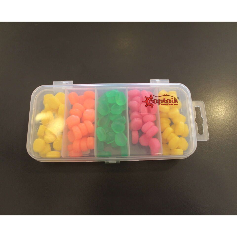 Captain 3496 Pop Corn Silikon Sazan Yemi 100lü Kutuda Color:Mix