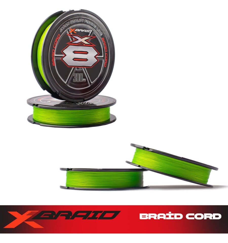 YGK X036 BRAID CORD PE X8 300M 16KG 0.23 FLUO GREEN