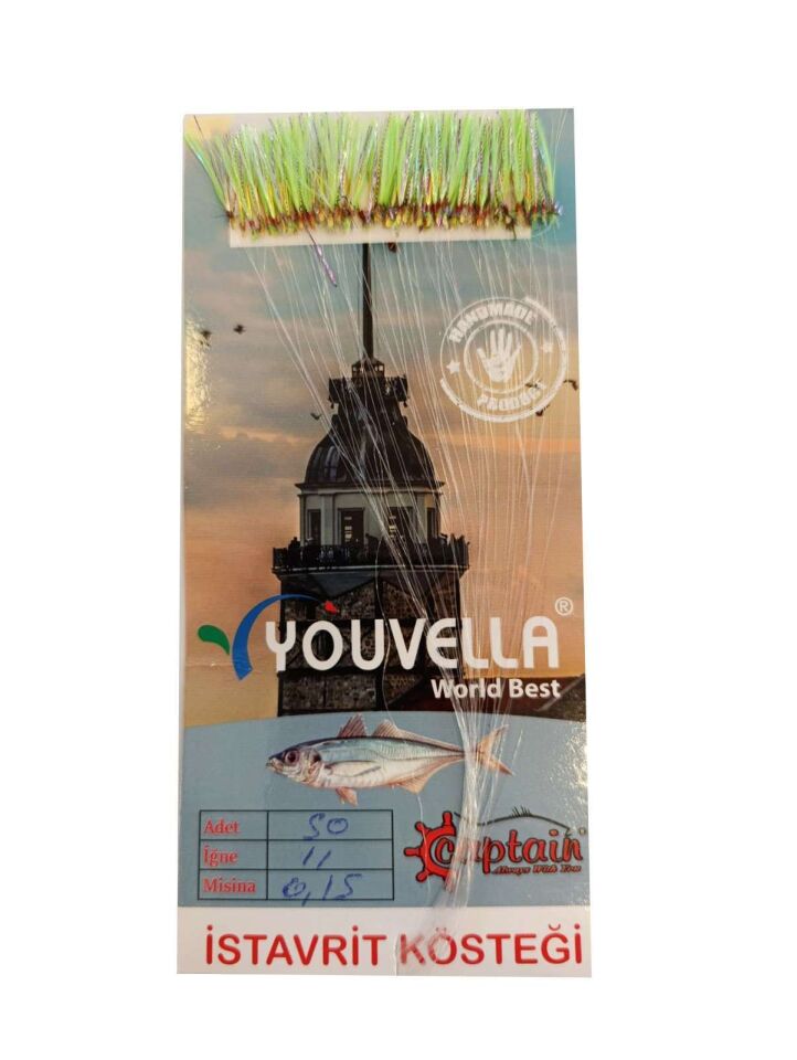 İstavrit Kösteği UV-GLOW Simli Youvella Kartonda 50 Sarı İğne 015mm Köstek