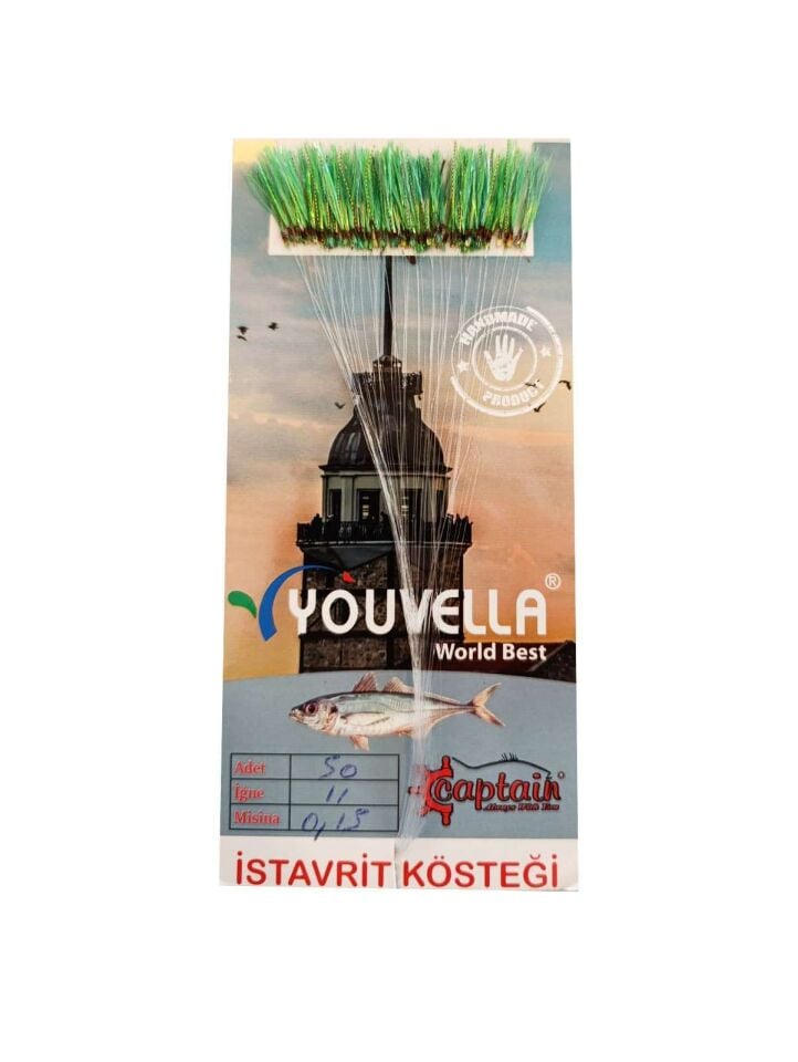 İstavrit Kösteği UV-GLOW Simli Youvella Kartonda 50 Sarı İğne 015mm Köstek 64