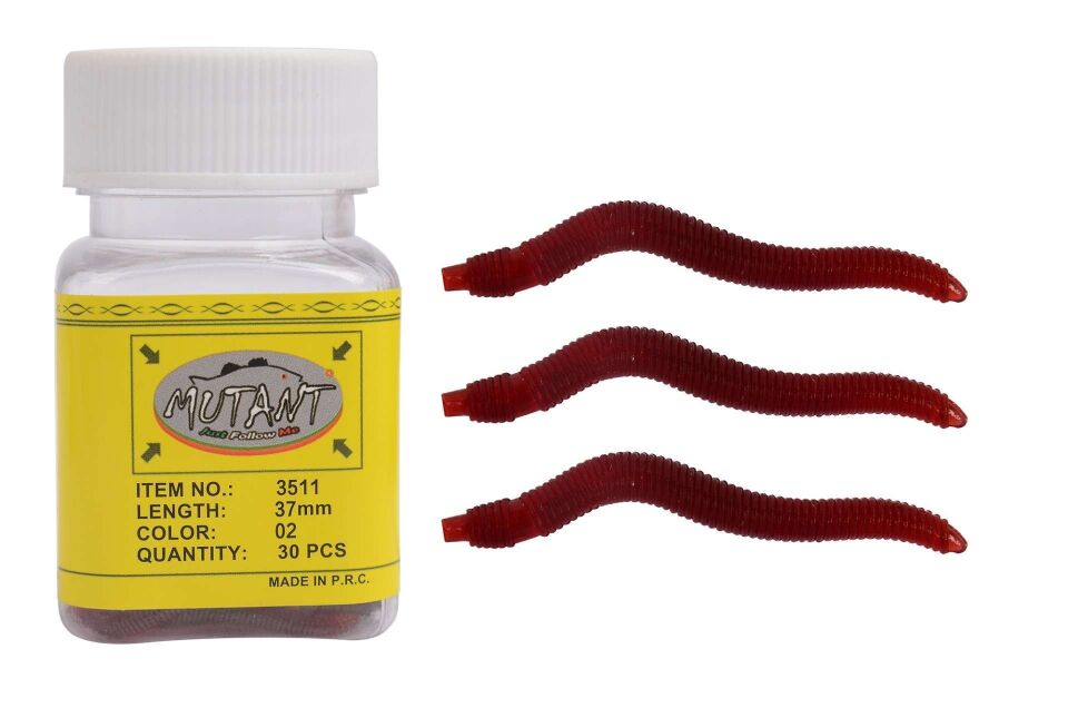 Mutant 3511 Ozmo Aromalı Solucan 4cm Silikon Suni Yem 30lu Kutu 02