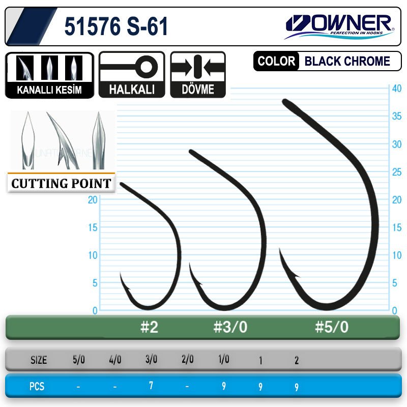 Owner 51576 S-61 Black Chrome İğne