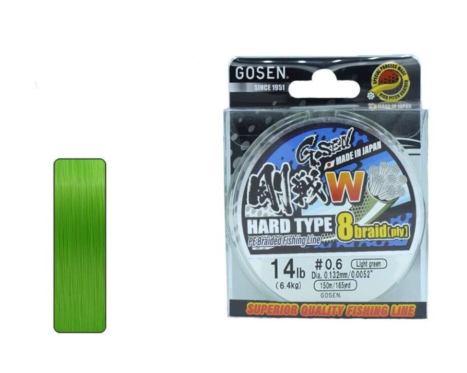 Gosen W8 Hard Type PE 8 Örgü Spin İp Misina 150mt Açık Yeşil Standart