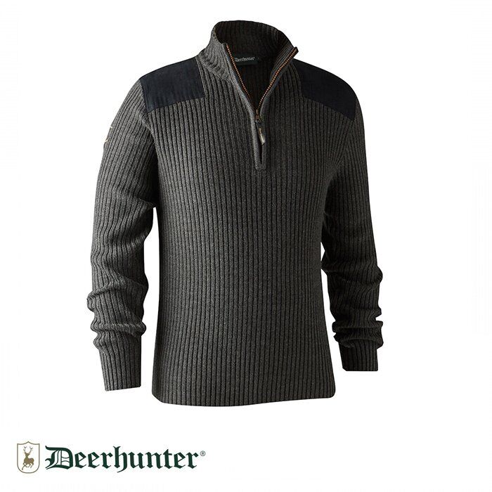 DEERHUNTER Rogaland Yarım Fermuarlı Gri Kazak L