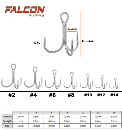 Fujin Falcon Süper Anti-Rust Üçlü Kanca