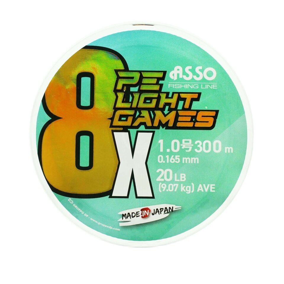Asso 8X Light Games PE 8 Örgü Spin İp Misina 300mt Multicolor