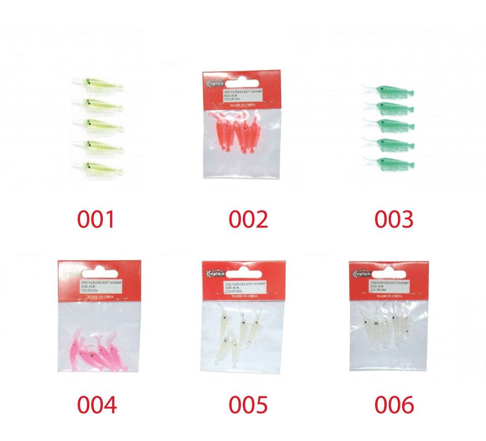 Captain 3050 Silikon Karides 4cm Suni Yem 5li Paket