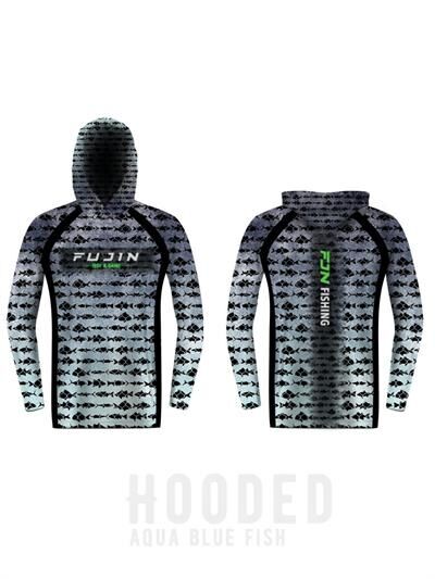 Fujin Performance Hooded Kapüşonlu T-Shirt Aqua Blue Fish