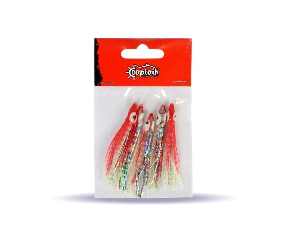 Captain 3594 Octopus Curly 6cm Ahtapot Sübye 5li Paket Suni Yem 6