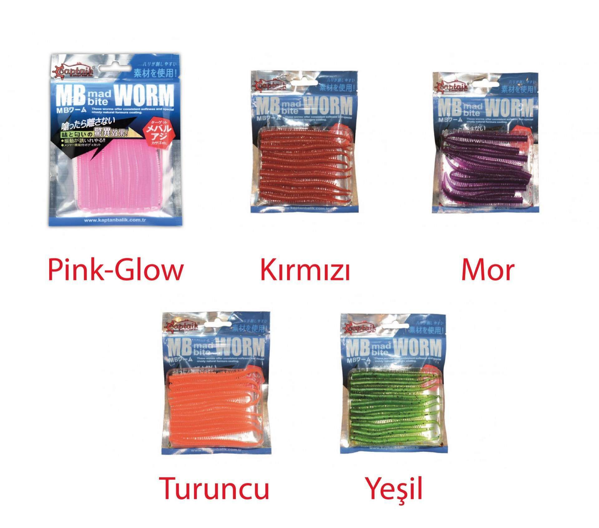 Captain 3523 Mad Bite Eart Worm 8cm Aromalı LRF Silikon Yem 10lu Set