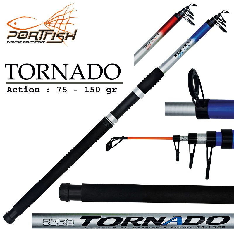 Portfish Tornado Teleskopik Fiber Olta Kamışı 75-150 gr Kırmızı