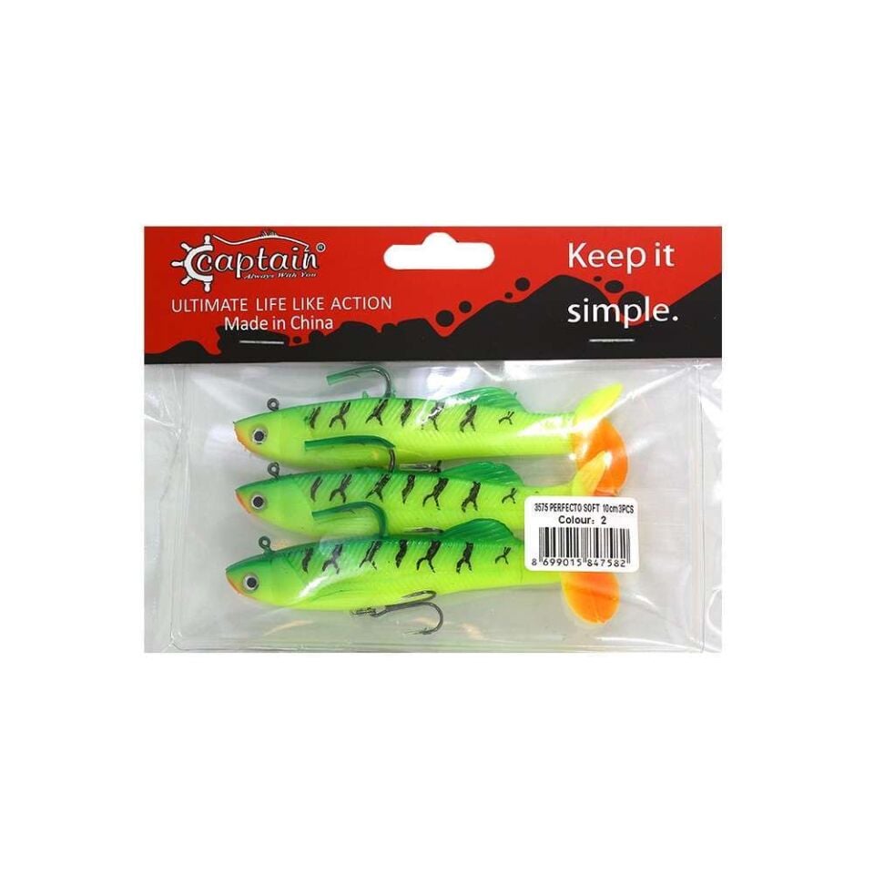 Captain 3575 Perfecto Soft 10cm Turna Silikonu 3lü Paket Suni Balık