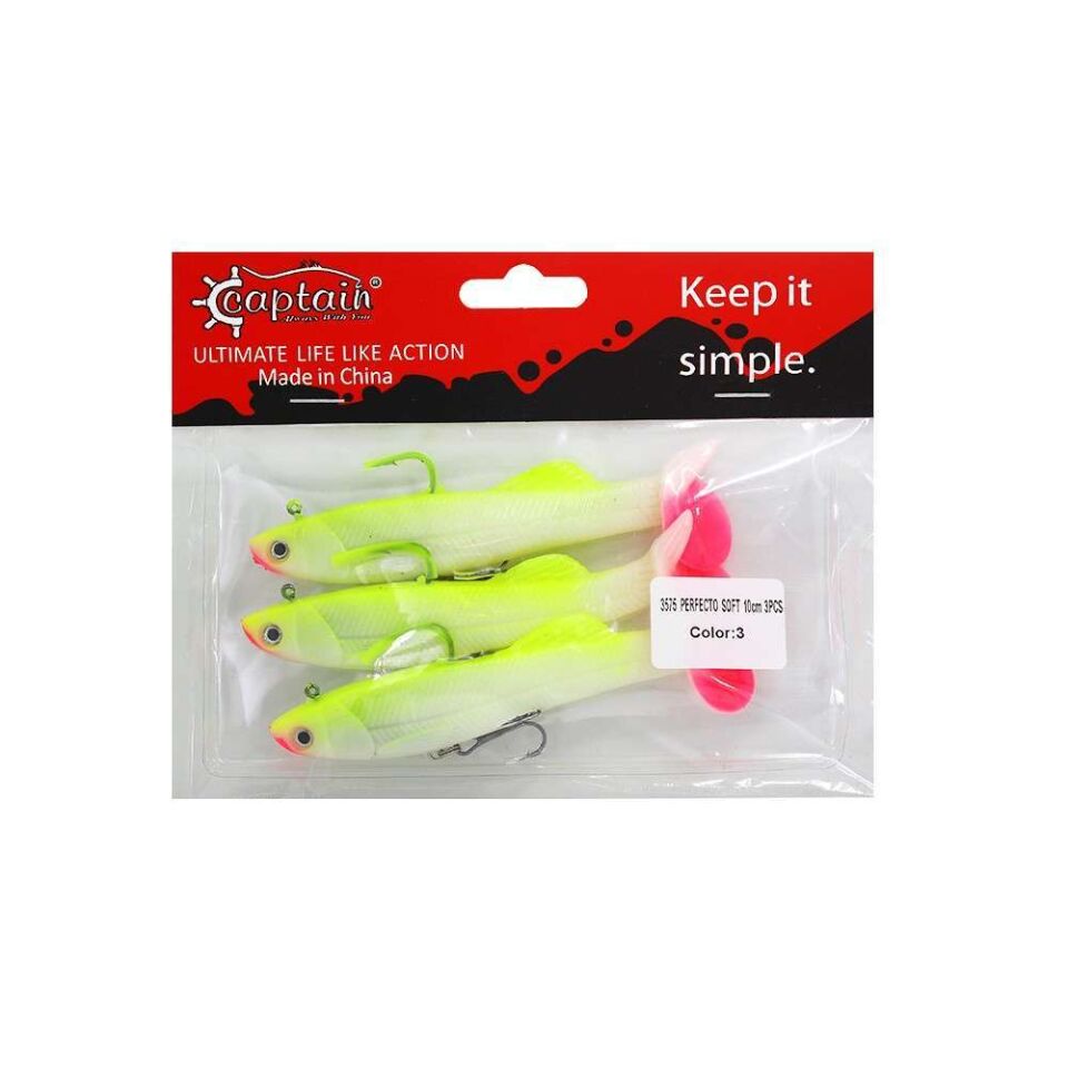 Captain 3575 Perfecto Soft 10cm Turna Silikonu 3lü Paket Suni Balık