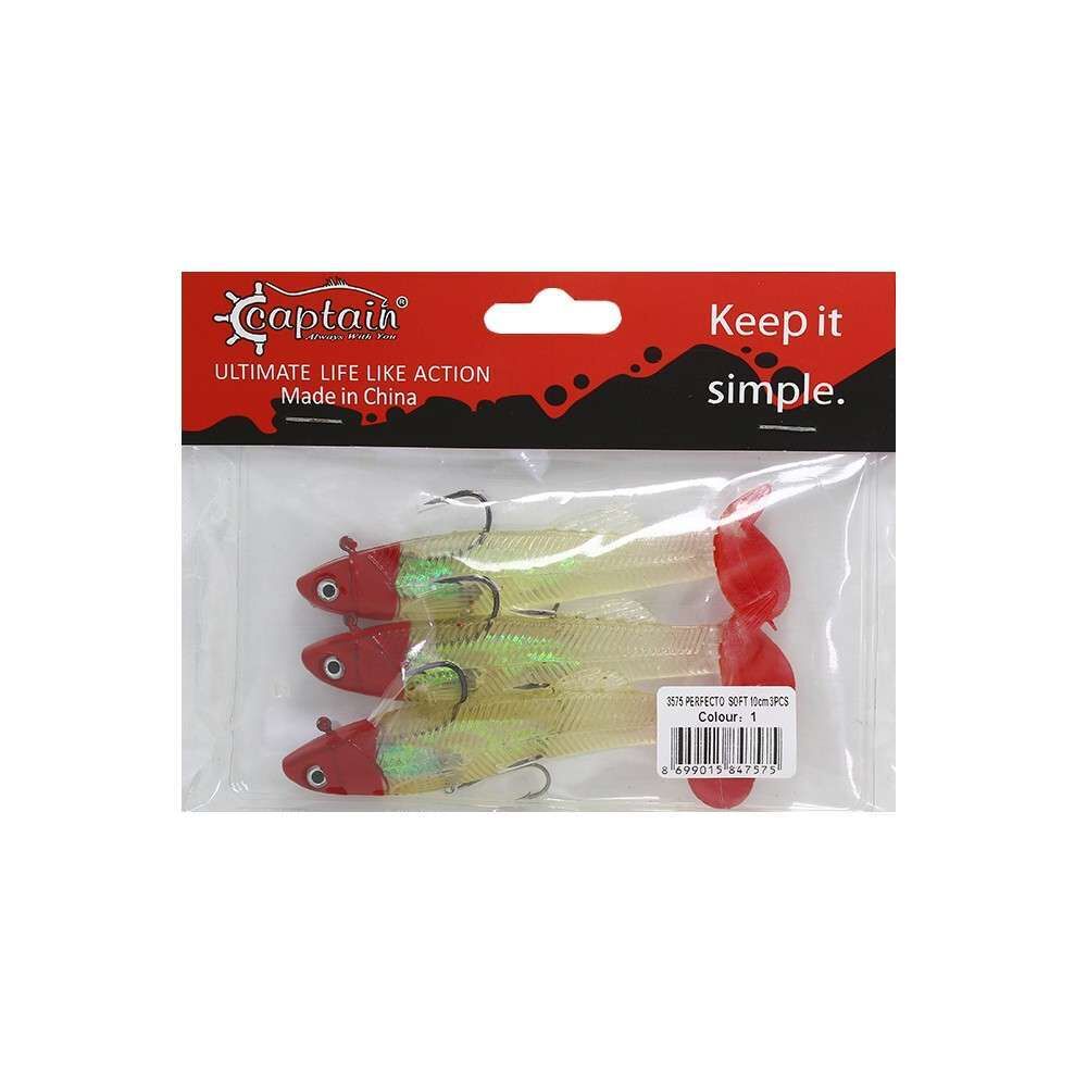Captain 3575 Perfecto Soft 10cm Turna Silikonu 3lü Paket Suni Balık 1