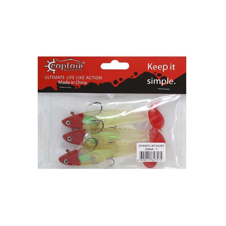 Captain 3575 Perfecto Soft 10cm Turna Silikonu 3lü Paket Suni Balık 1