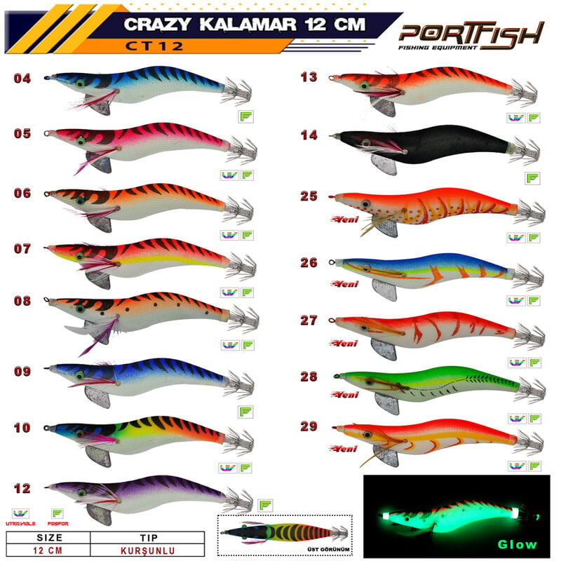 Portfish Crazy Kalamar Zokası 3,5 gr  Kurşunlu 12 cm