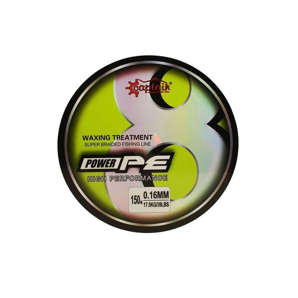 Captain X8 Power PE 8 Örgü Spin İp Misina 150mt Lemon Yellow