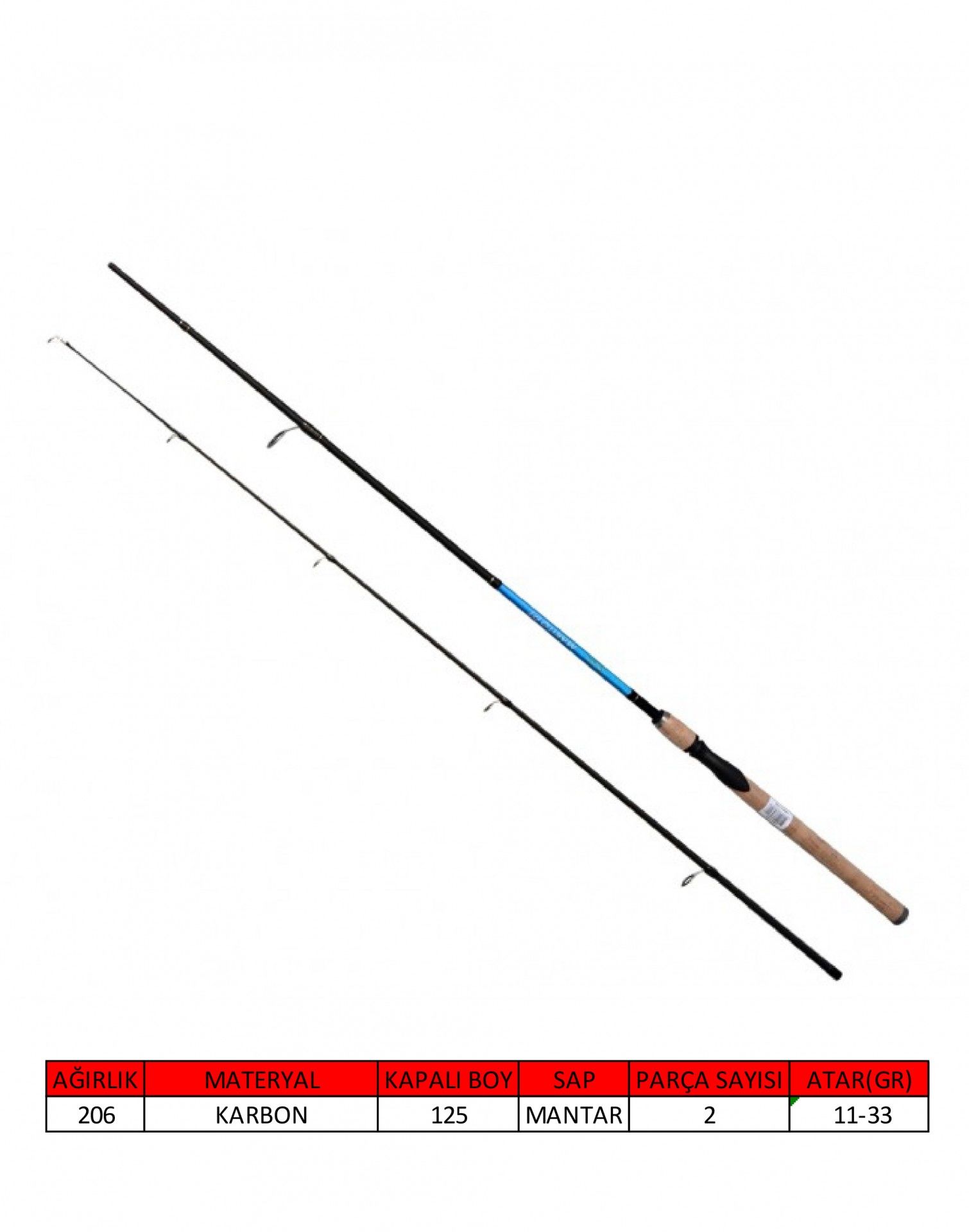 Captain 1459 Makito PT Spin 240cm 2 Parça Spin Kamış 10-30gr Atar