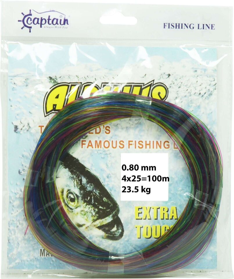 Captain Alpinus Poşet Misina 4x25 Bağlantılı 100mt Ebruli Standart - 0.70 MM