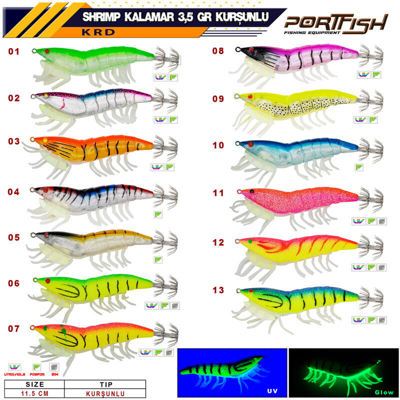 Portfish Shrimp Kalamar Zokası 3,5 gr  Kurşunlu 11,5 cm