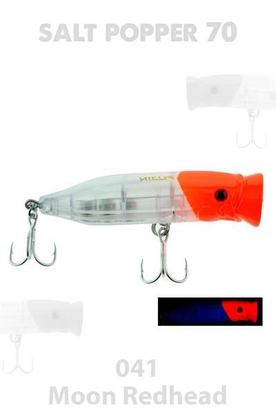 Fujin Salt Popper 70mm 9.5gr Su Üstü Maket Balık 041 Moon Red Head