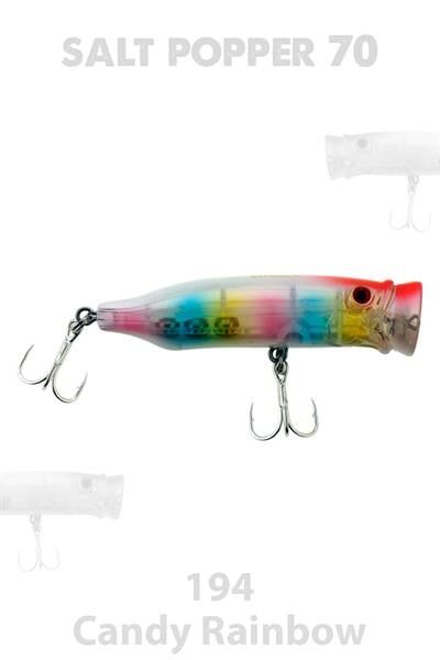 Fujin Salt Popper 70mm 9.5gr Su Üstü Maket Balık 194 Candy Rainbow