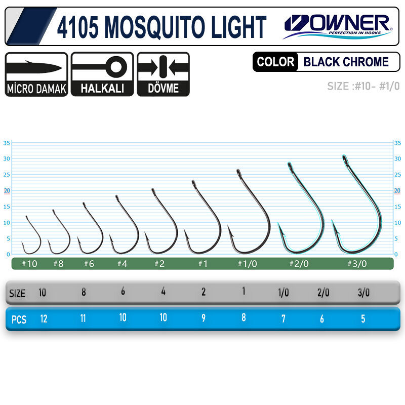 Owner 4105 Musquito Light Black Chrome İğne