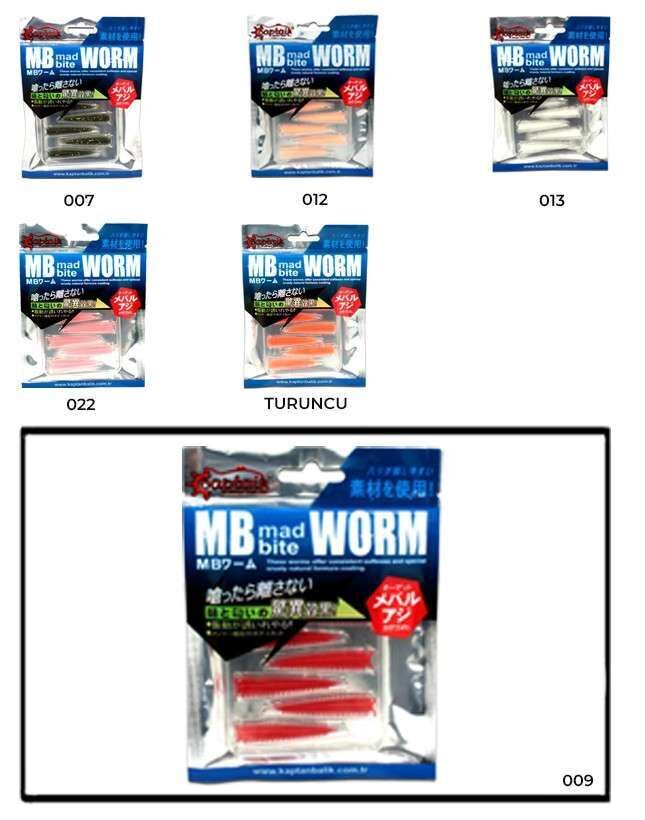 Captain 3518 Mad Bite Earth Worm 4 cm Aromalı LRF Silikon Yem 8li Set 009