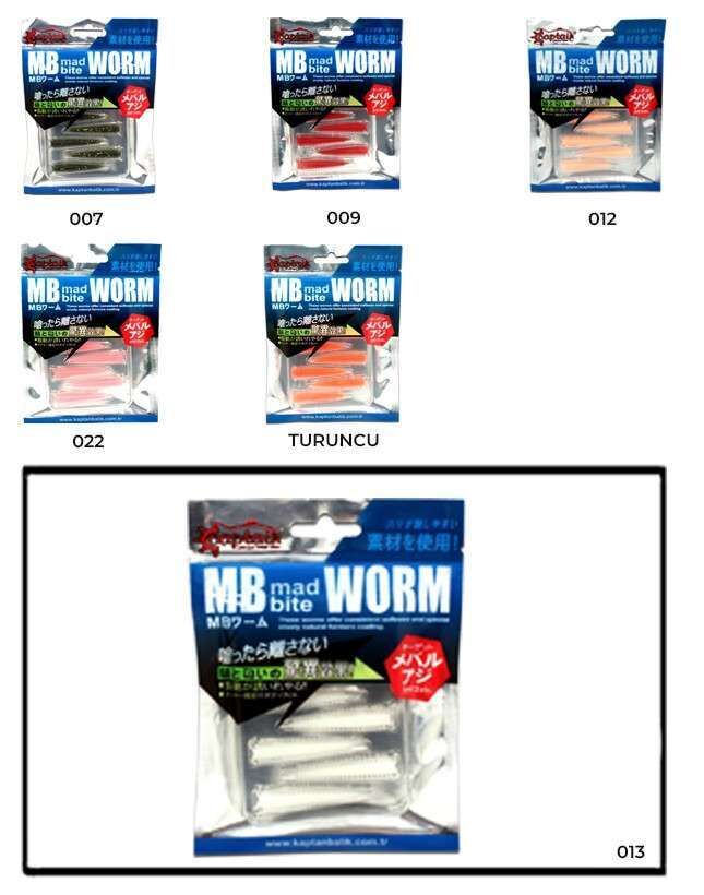 Captain 3518 Mad Bite Earth Worm 4 cm Aromalı LRF Silikon Yem 8li Set 013