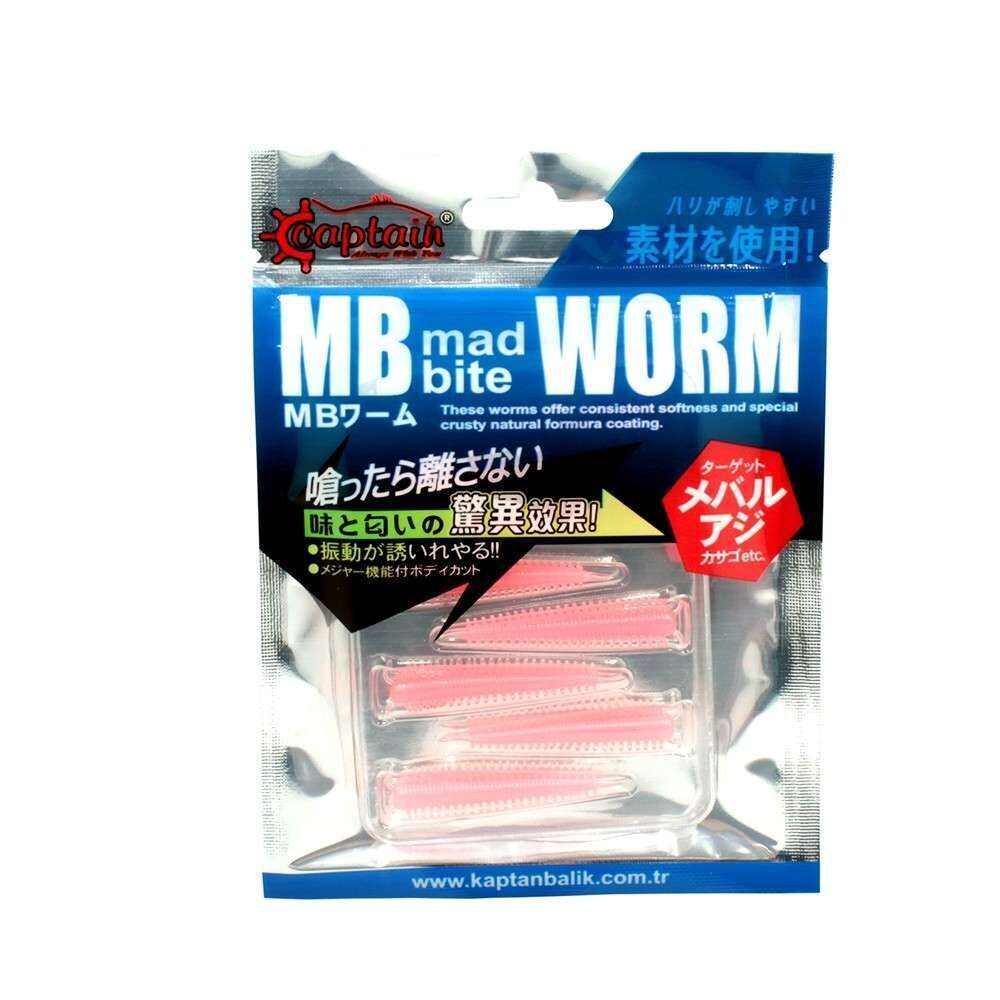 Captain 3518 Mad Bite Earth Worm 4 cm Aromalı LRF Silikon Yem 8li Set 022