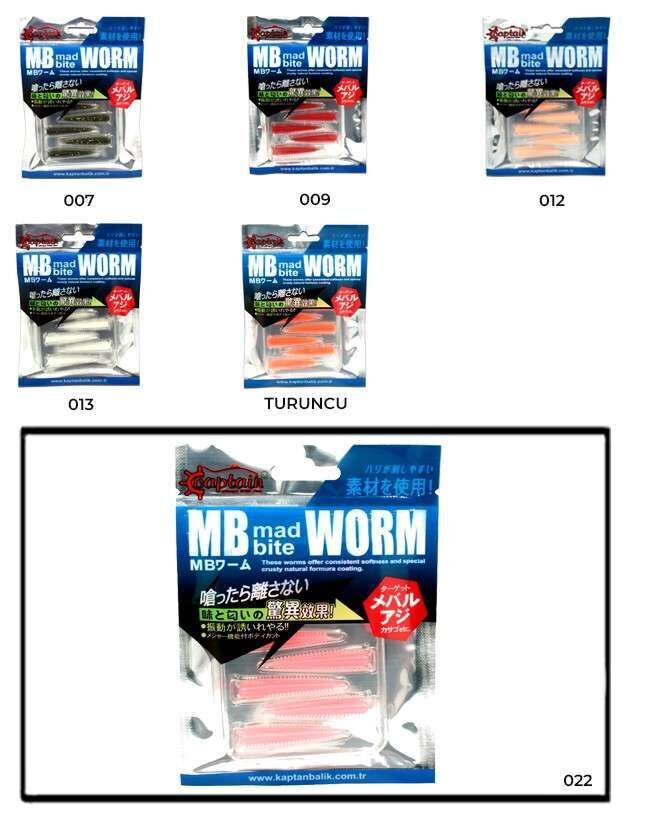 Captain 3518 Mad Bite Earth Worm 4 cm Aromalı LRF Silikon Yem 8li Set 022