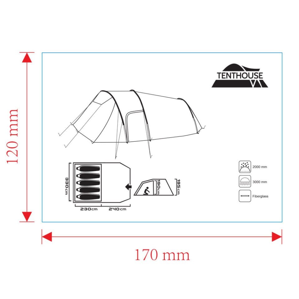 Tenthouse Tunnel 5 Kişilik Yüksek Çadır 470*330-195