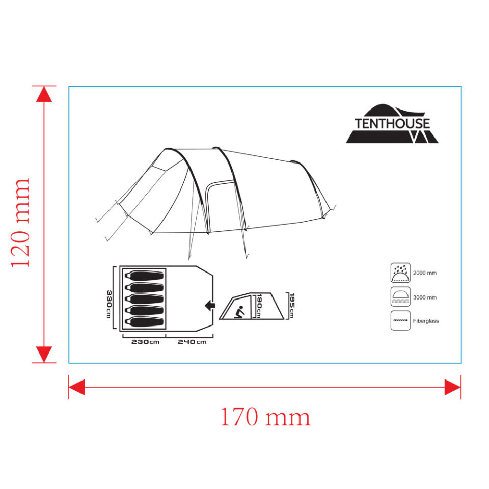 Tenthouse Tunnel 5 Kişilik Yüksek Çadır 470*330-195