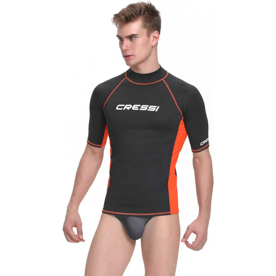 Cressi Rash Guard Man T-Shirt S - NO:2 - BLACK - ORANGE