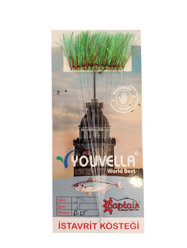 İstavrit Kösteği UV-GLOW Simli Youvella Kartonda 50 Kırmızı İğne 015mm Köstek