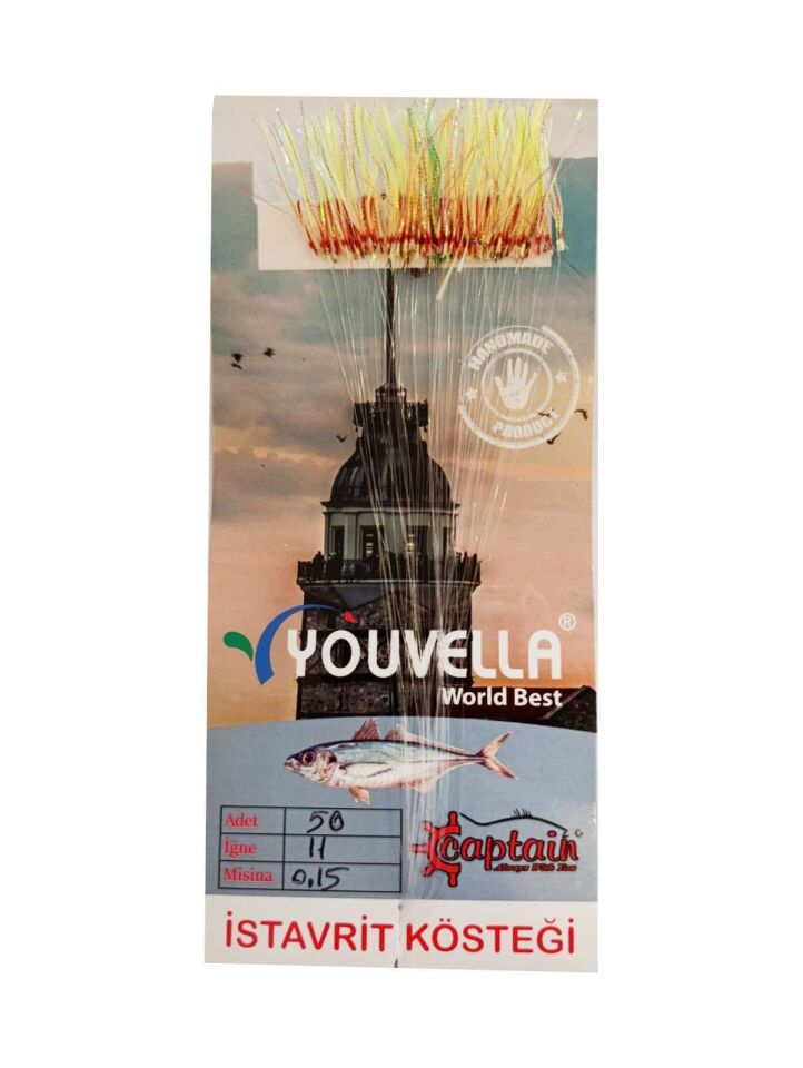 İstavrit Kösteği UV-GLOW Simli Youvella Kartonda 50 Kırmızı İğne 015mm Köstek