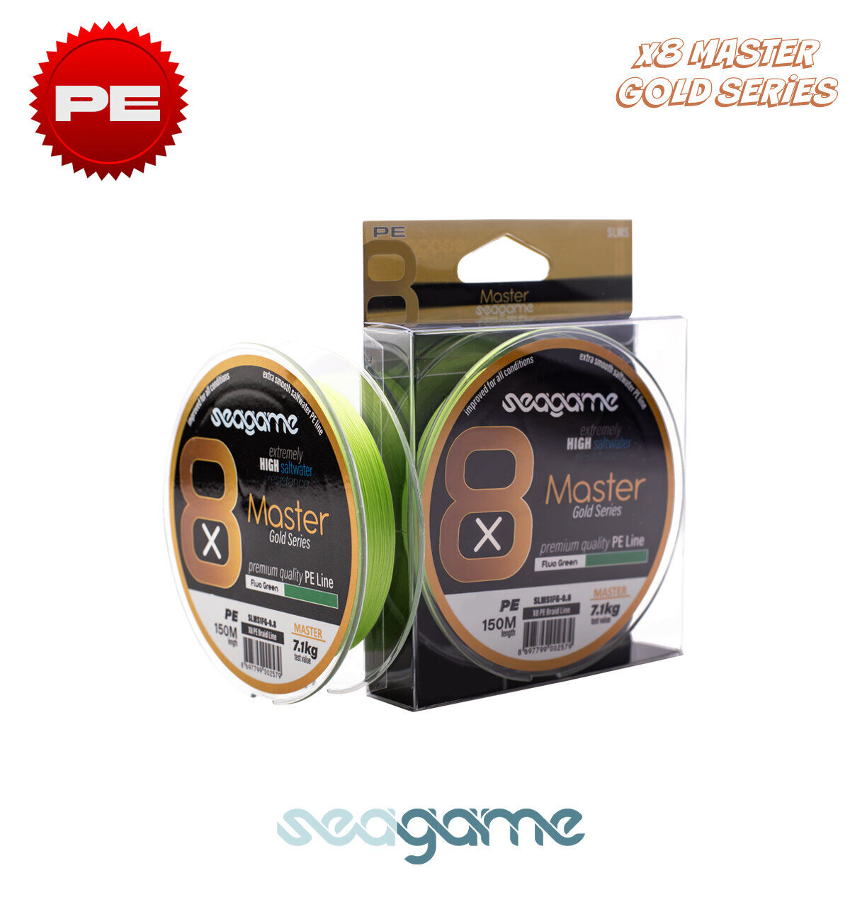 SEAGAME MASTER X8 PE 150M #0.18 FLUO GREEN