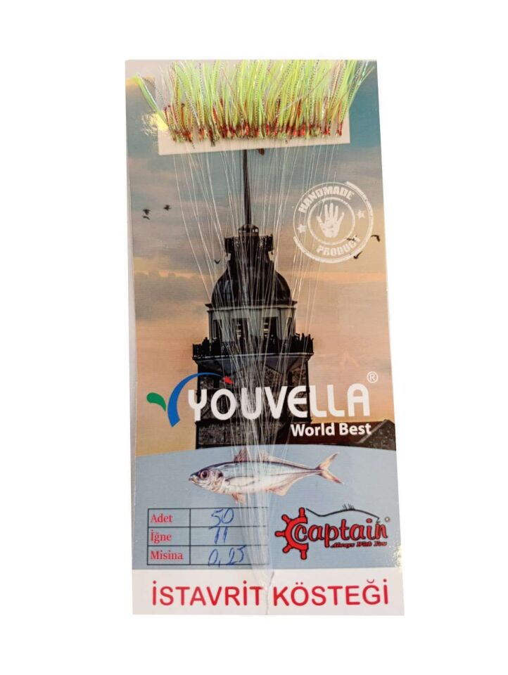İstavrit Kösteği UV-GLOW Simli Youvella Kartonda 50 Kırmızı İğne 015mm Köstek 70