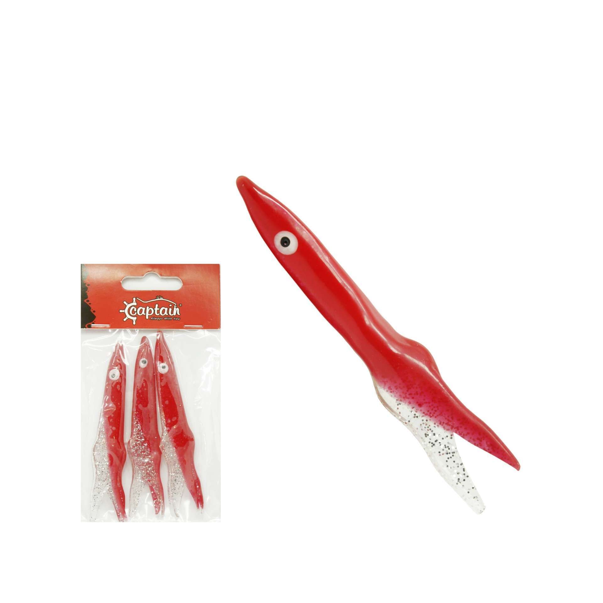 Captain 3580 Octopus Glitter 8cm Sübye 3lü Paket Suni Yem KIRMIZI