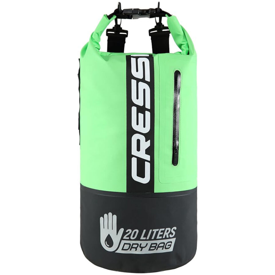 Cressi Premium Dry Bag 20L - BLACK - FLUO GREEN