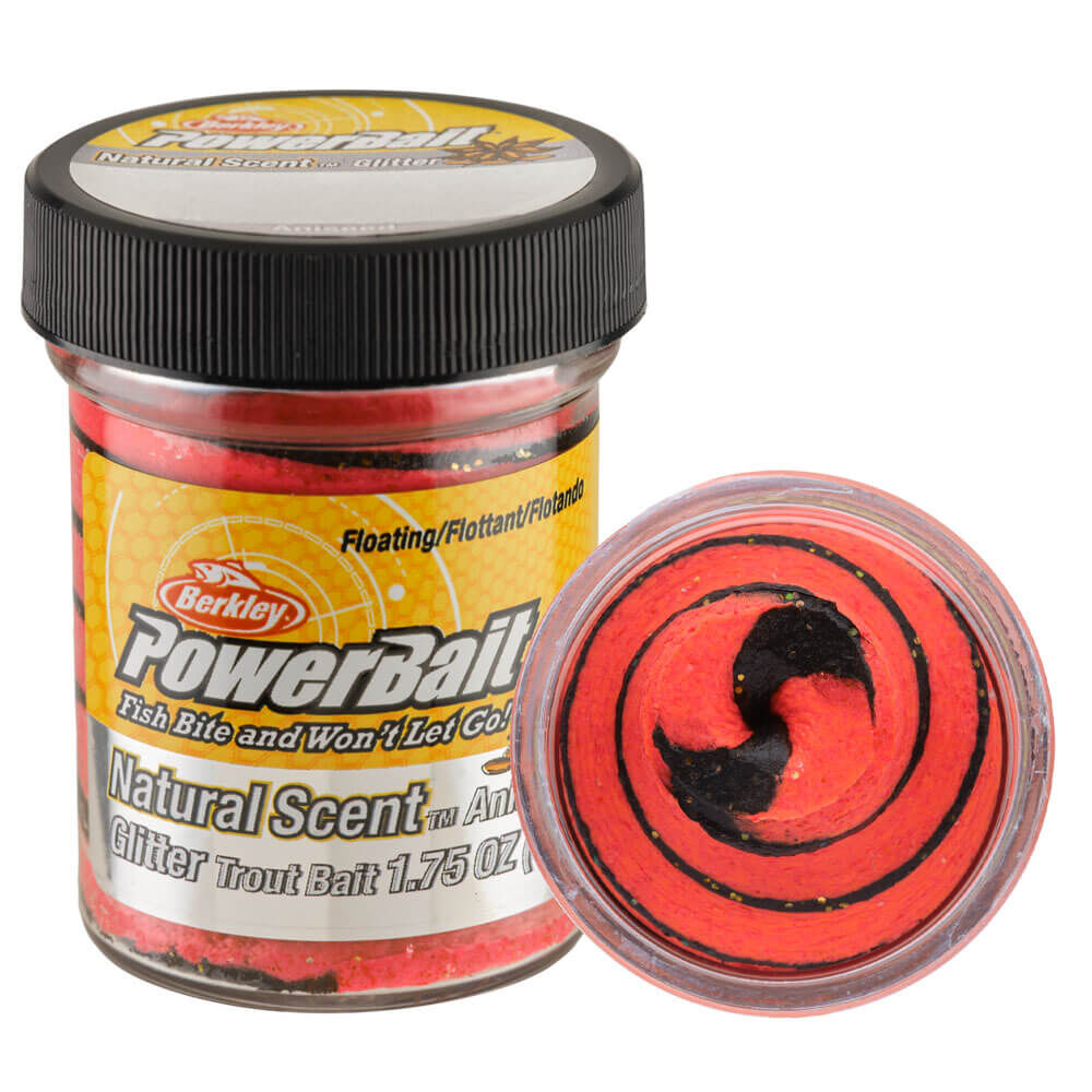 Berkley Powerbait Natural Glitter Trout Bait Aniseed Sahte Yemi 50GR - BLACK - FLUORESCENT RED
