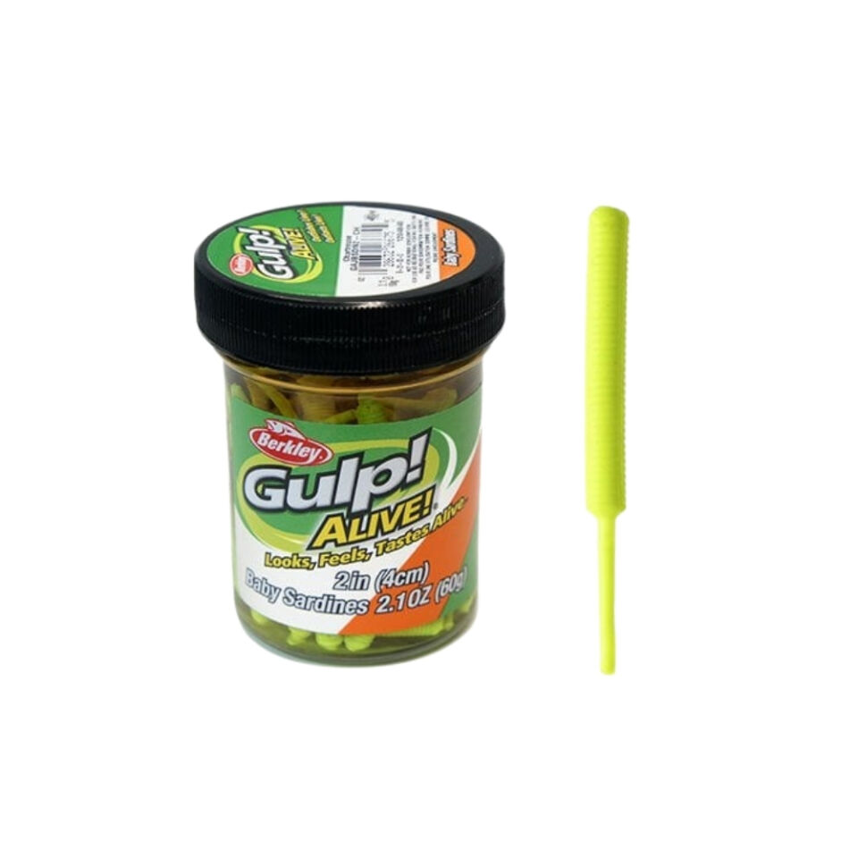 Berkley Gulp Alive Baby Sardine Sahte Yemi CHARTREUSE - 4 CM 60 GR