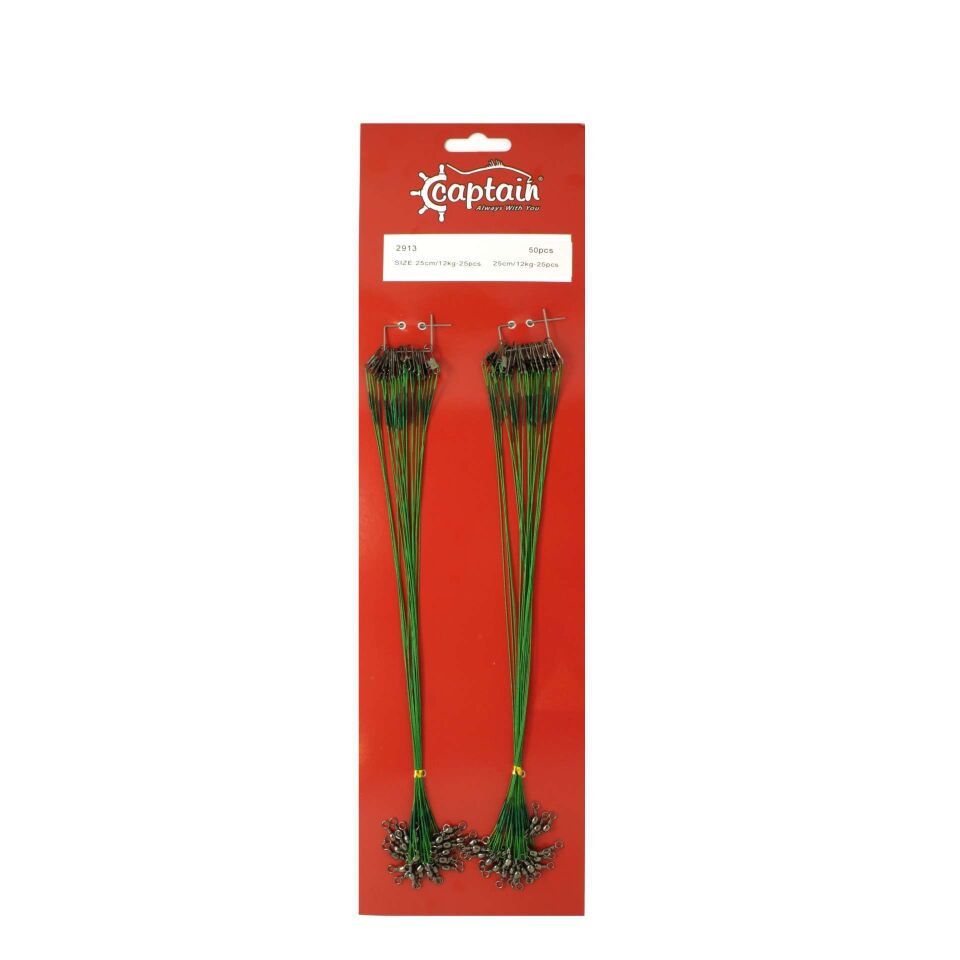 Captain 2913 Çelik Tel Kartela 25 cm Set 6 Kat 12 kg Çeker 50li Paket Yeşil