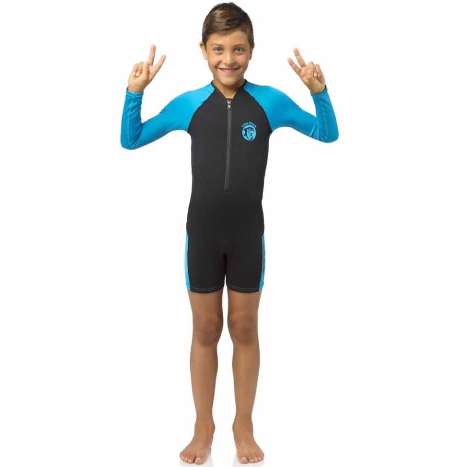 Cressi Little Shark Junior Shorty LS Dalış Elbisesi BLACK / BLUE - 2MM - 11/12 YAŞ