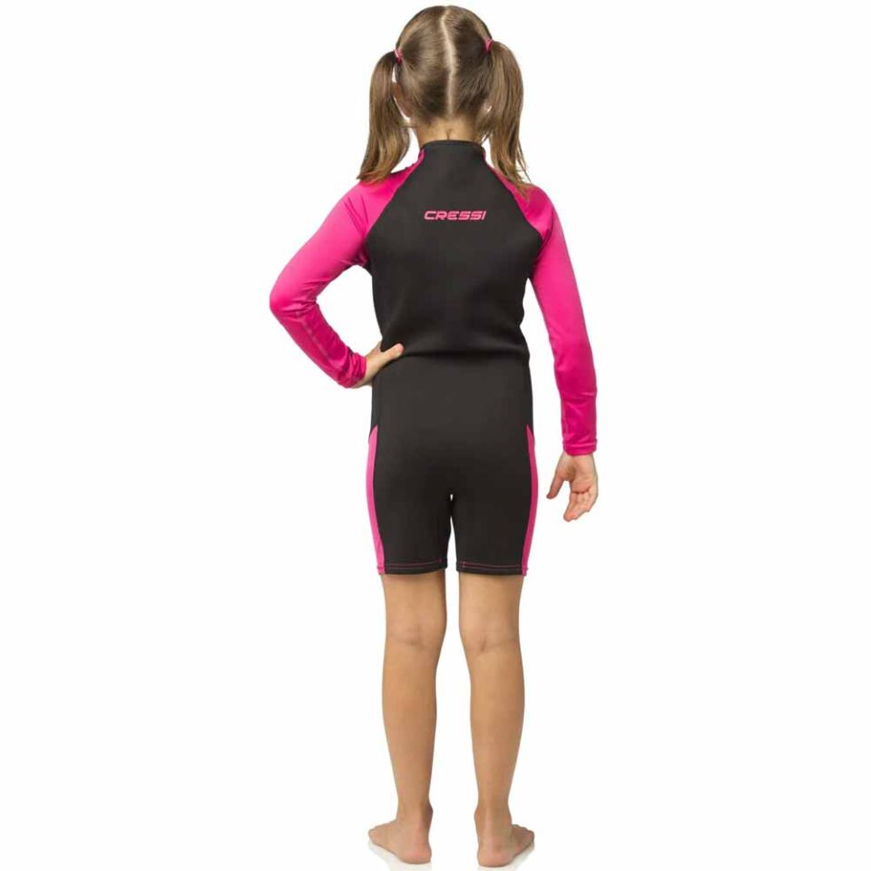 Cressi Little Shark Junior Shorty LS Dalış Elbisesi BLACK / PINK - 2MM - 11/12 YAŞ